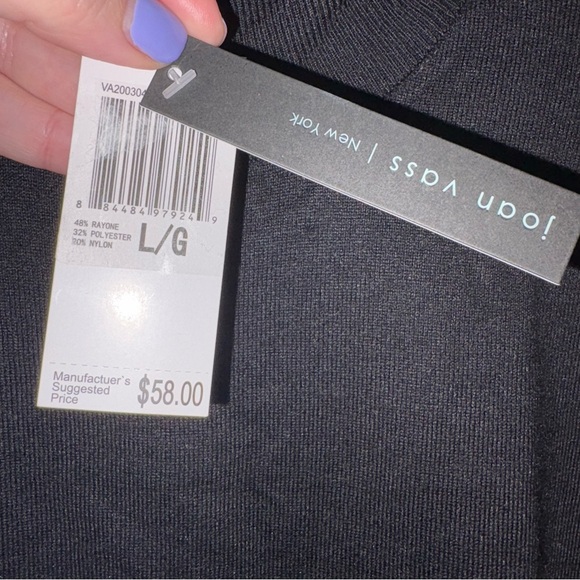 Joan Vass Black Turtleneck Sweater with Relaxed Fit Silver Zipper Closure NWT - Picture 2 of 4